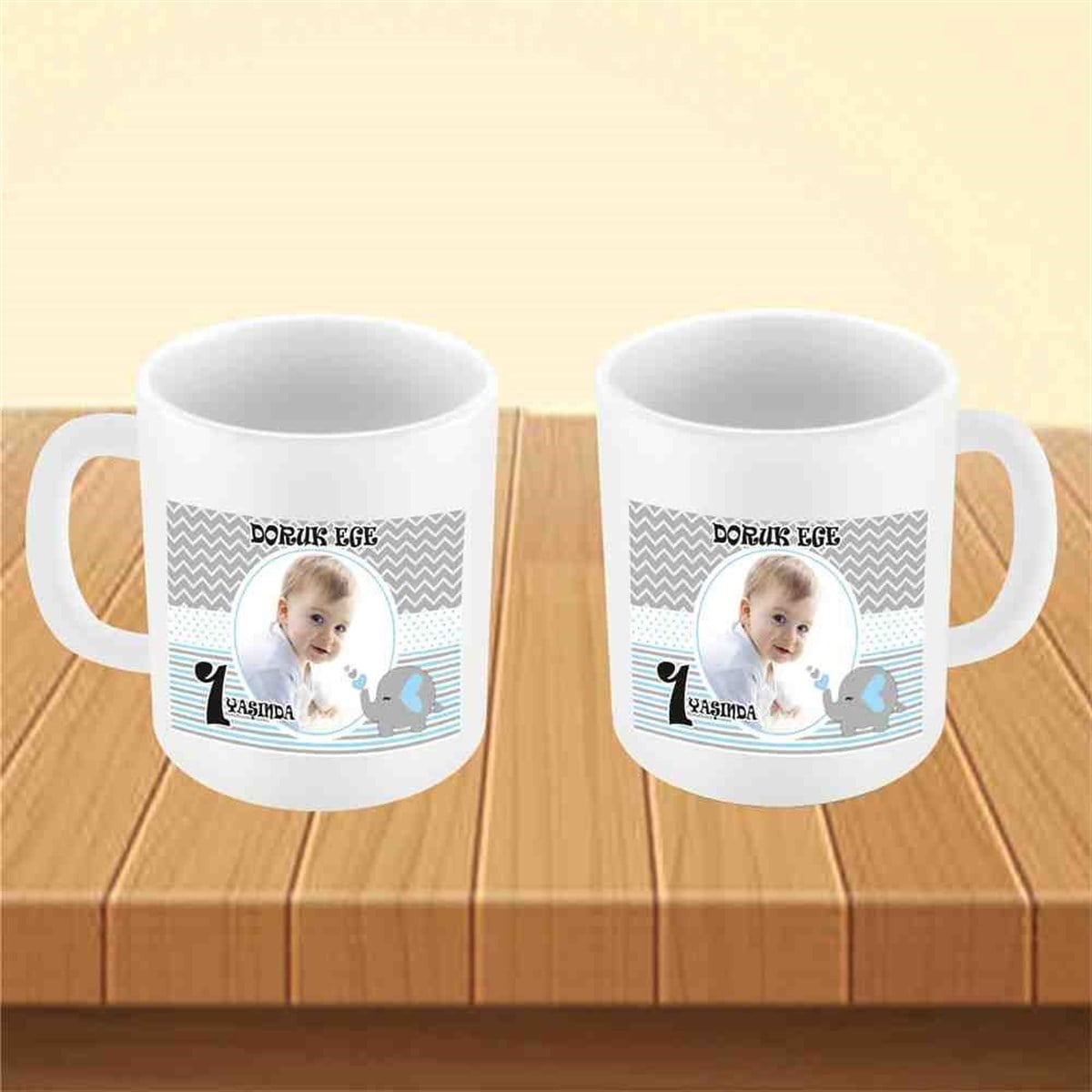 Kişiye Mavi Filli Konsept Kupa Bardak Mug 