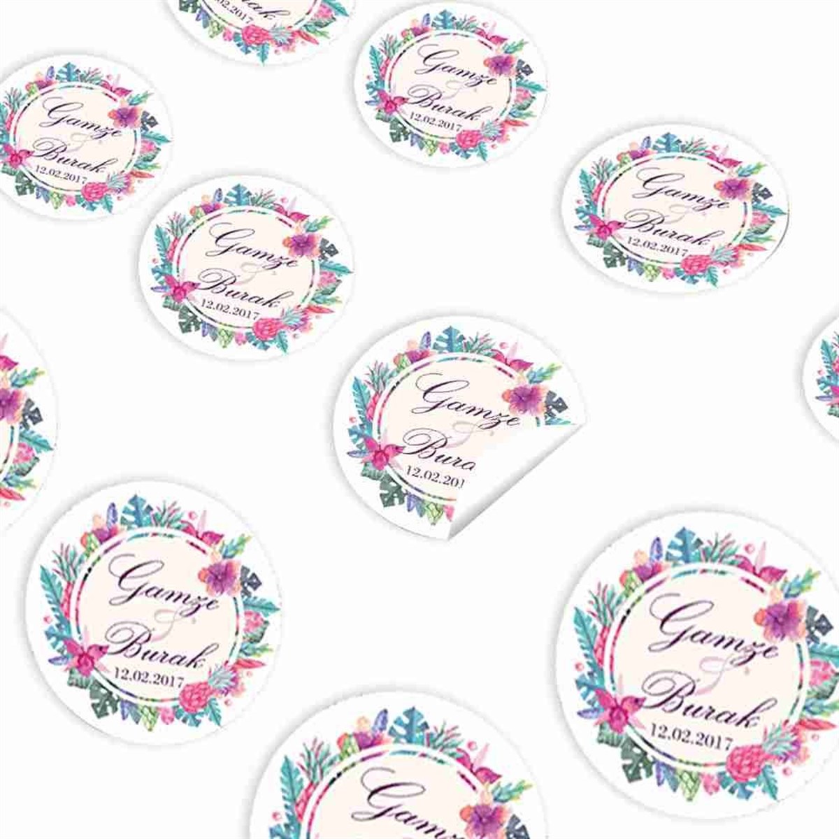 Kişiye Özel Nişan Sticker 30 Adet 
