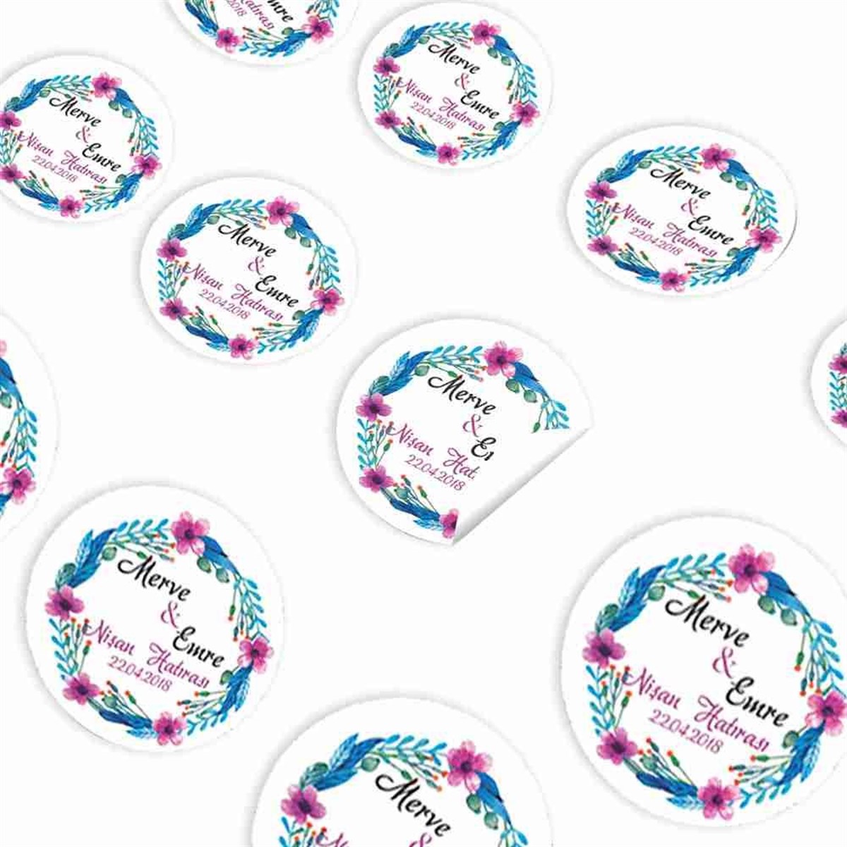 Kişiye Özel Nişan Sticker Etiketi 30 Adet 