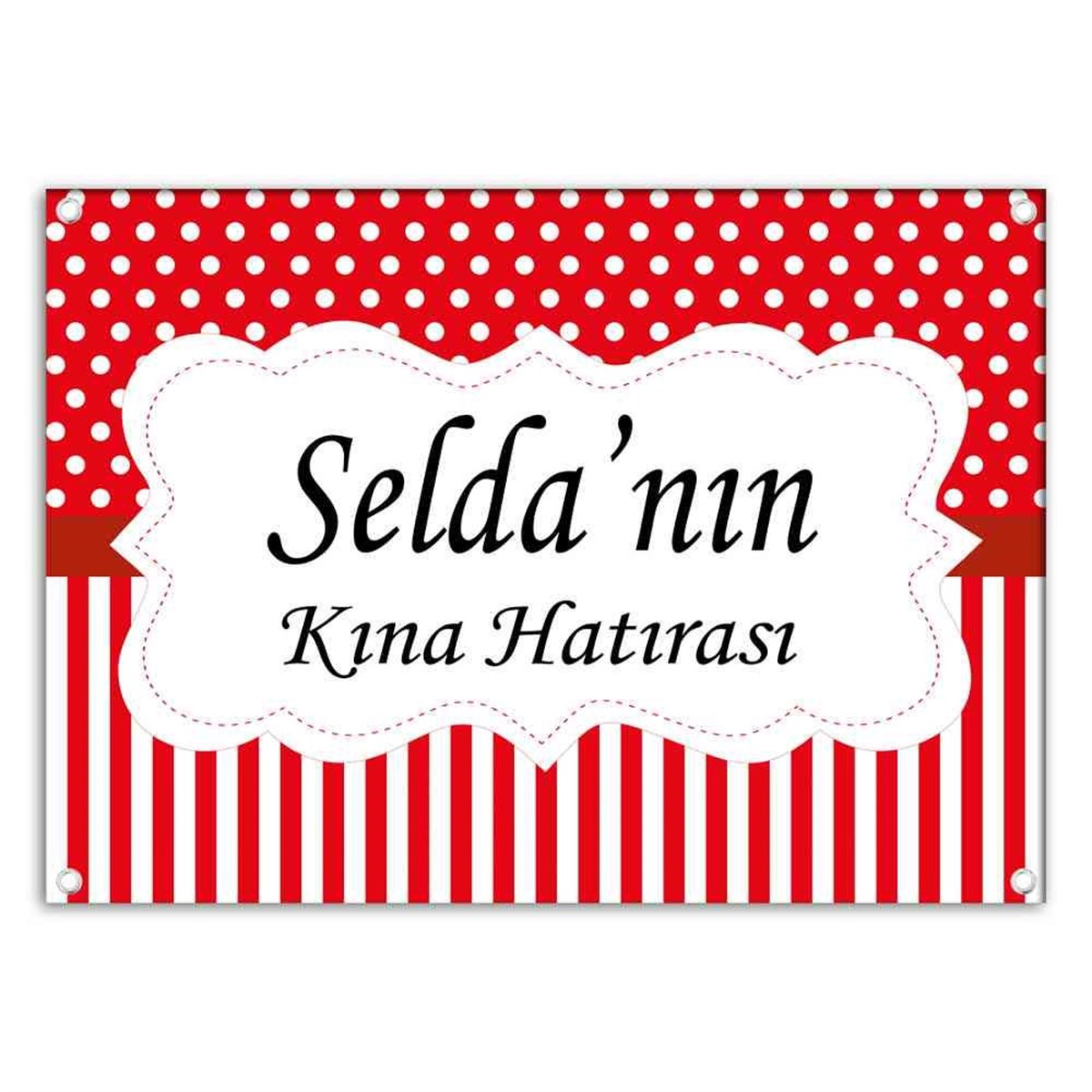 Kişiye Özel Tasarım Kına Kırmızı Çizgili Afiş 