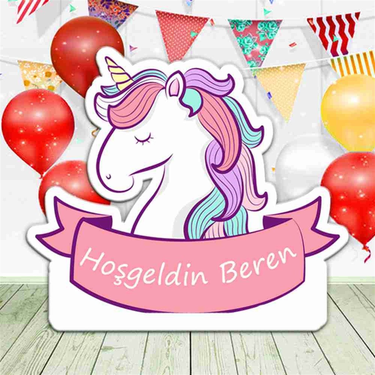 Kişiye Özel Tasarım Unicorn Konsept Ayaklı Pano 