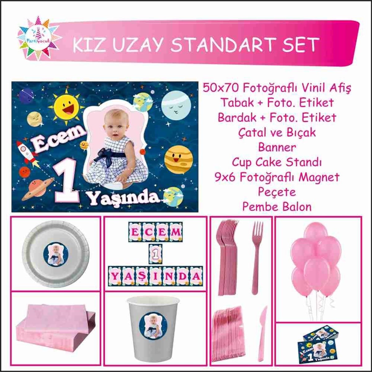 Kişiye Özel Uzay Konsept Standart Set 