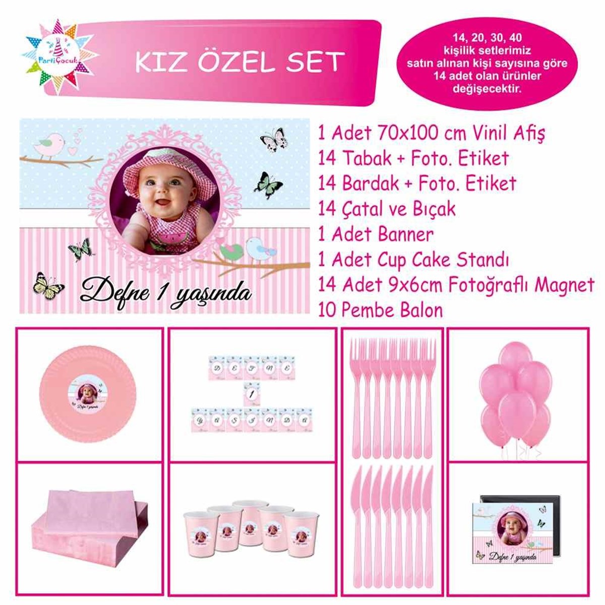 Kız Çocuğu Kelebek Kuşlu Konsept Özel Set 