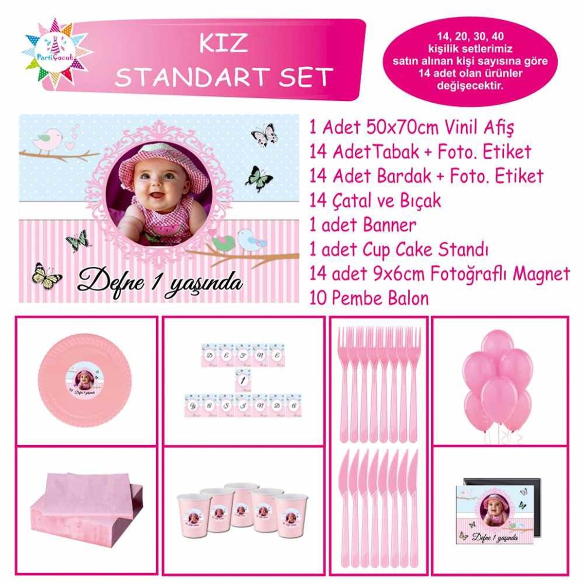 Kız Çocuğu Kelebek Kuşlu Konsept Standart Set  