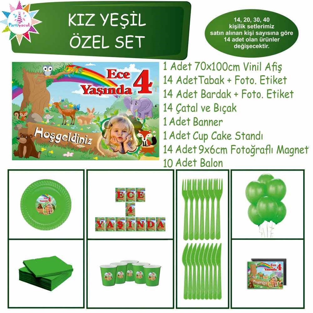 Kız Çocuğu Parti Malzemeleri Seti Özel Set 