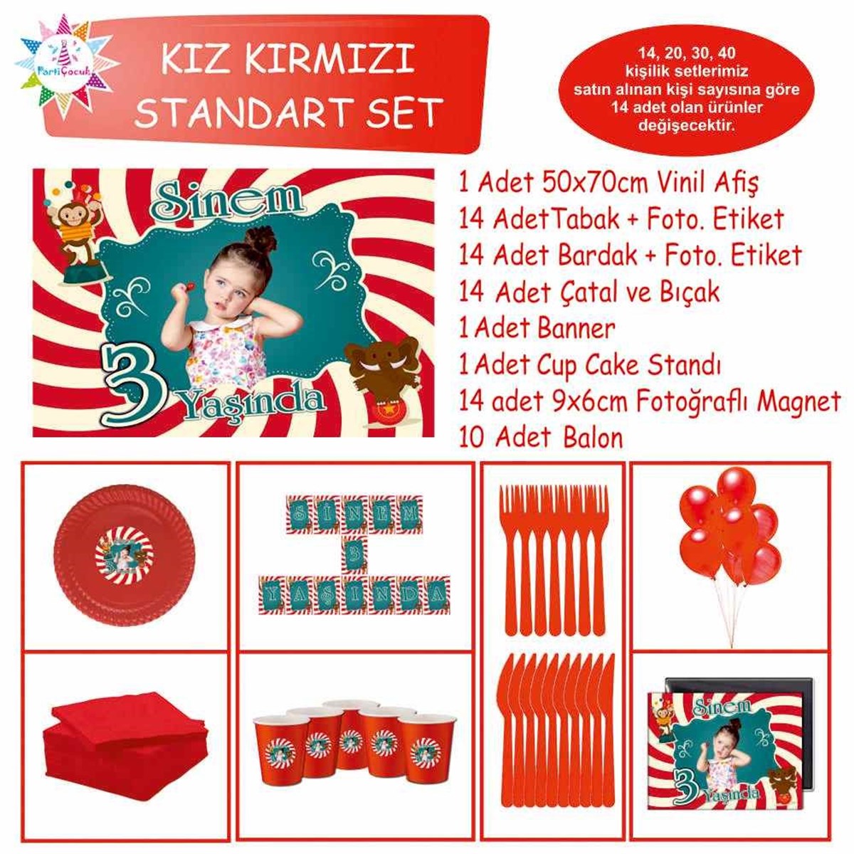 Kız Çocuğu Parti Malzemeleri Seti Standart Set 