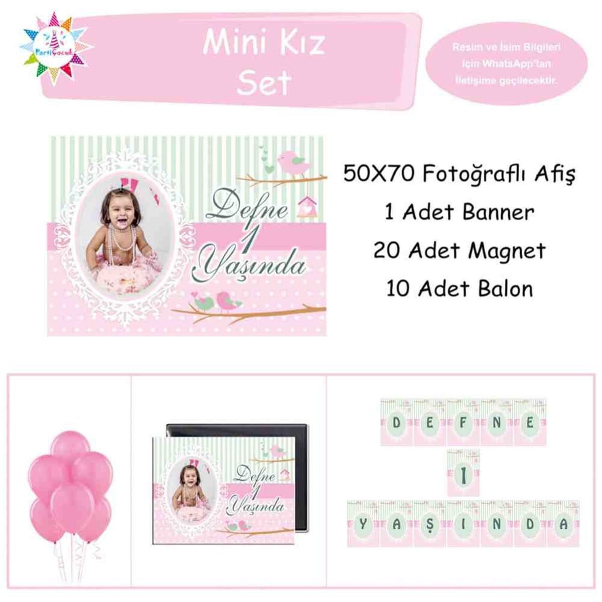 Kız Çocuğu Pembe Kuşlu Doğum Günü   
