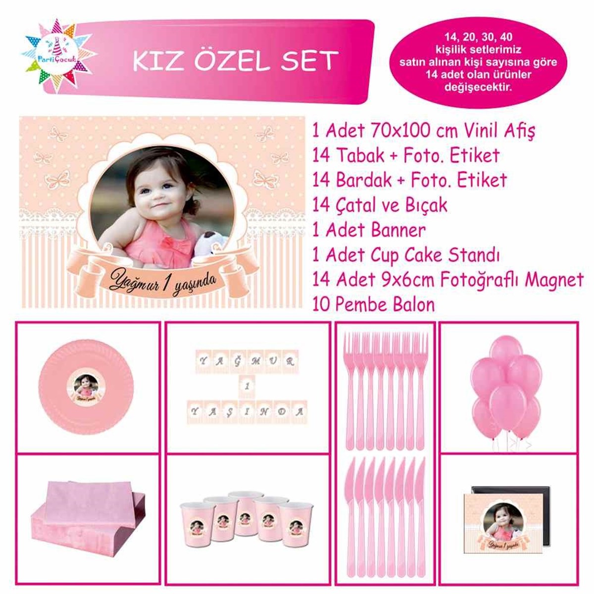 Kız Çocuğu Pembe Puantiyeli Konsept Özel Set 