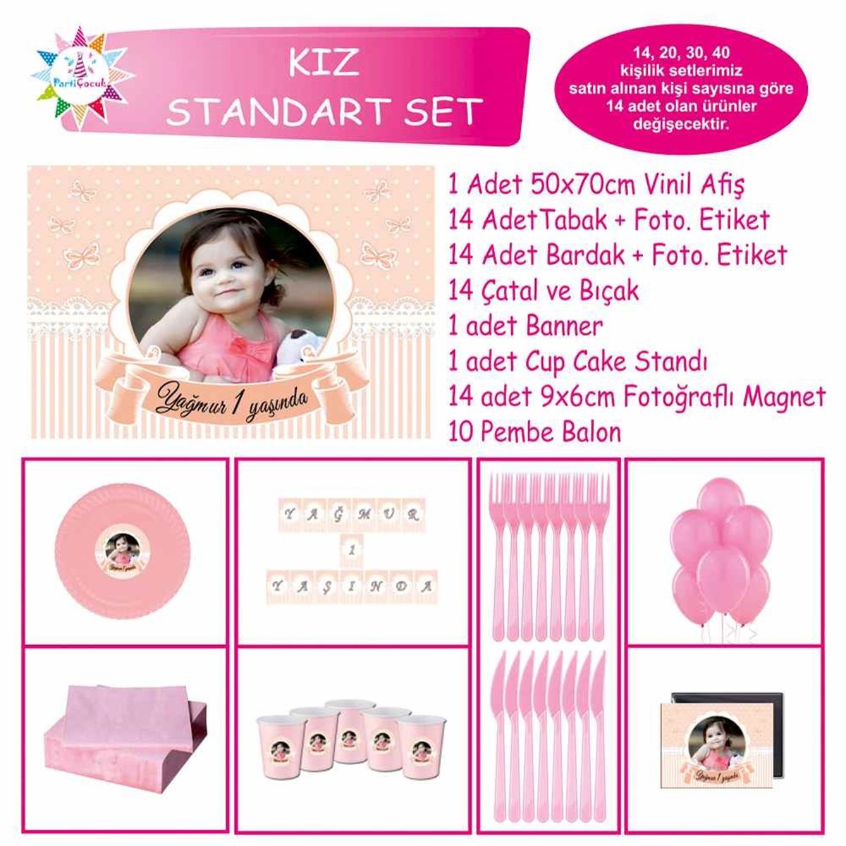 Kız Çocuğu Pembe Puantiyeli Konsept Standart Set   