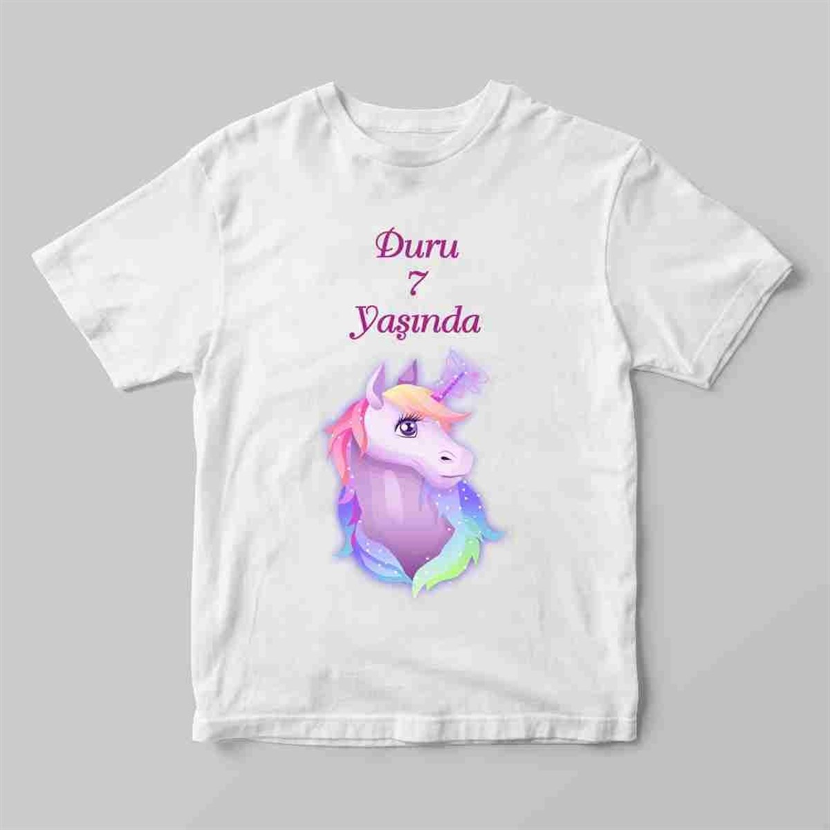 Kız Çocuk Unicorn Temalı Tişört Baskı 