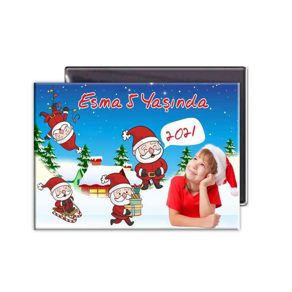 Kız Yılbaşı Temalı Baskılı  Magnet 