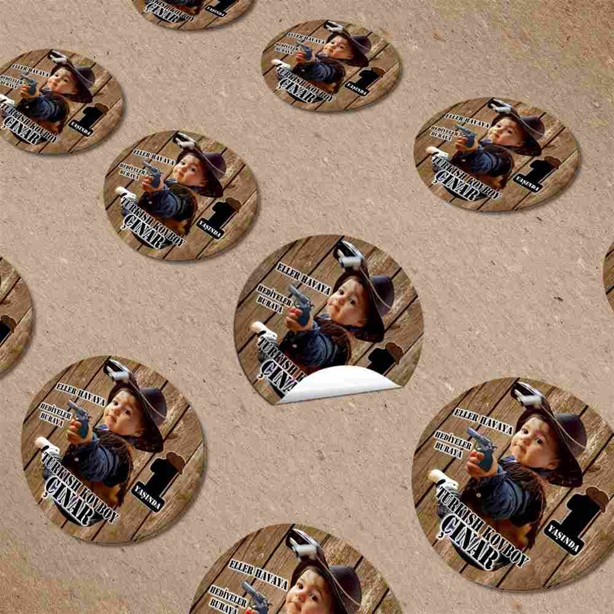 Kovboy Konsept Kişiye Özel Sticker 30 Adet 
