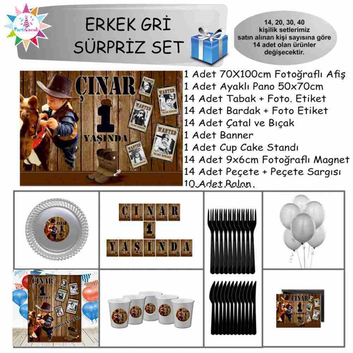 Kovboy Temalı Parti Süsü Süpriz Set  