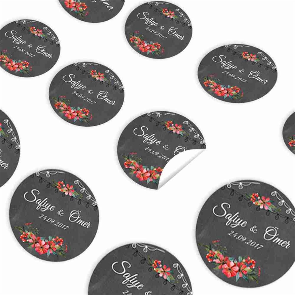 Kraft Rengi Vintage Çiçek Sticker 30 Adet 