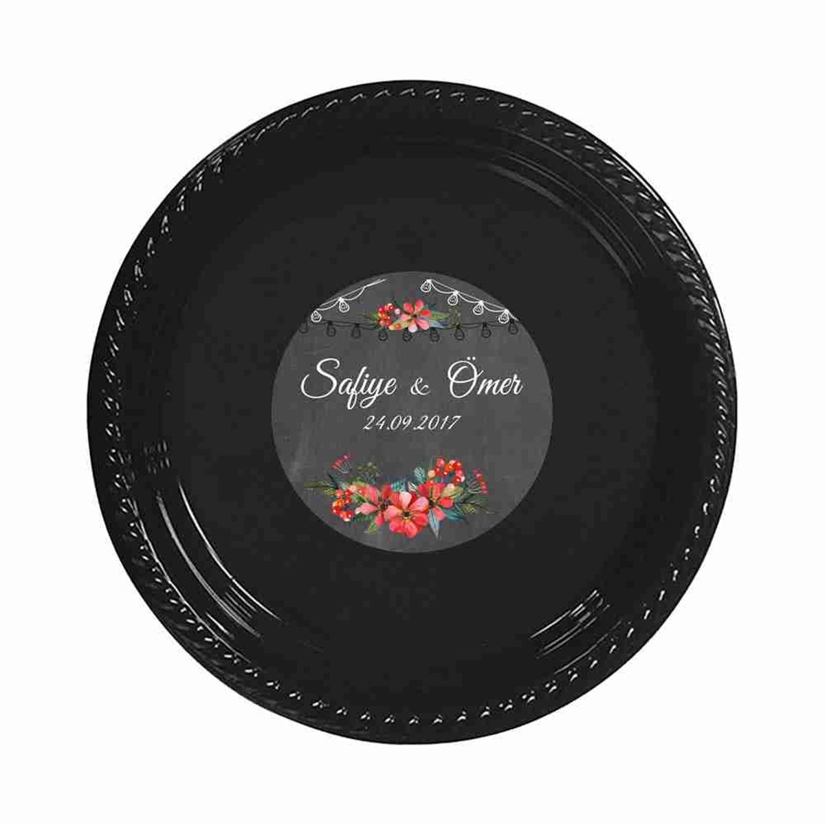 Kraft Rengi Vintage Çiçek Stickerlı Tabak 