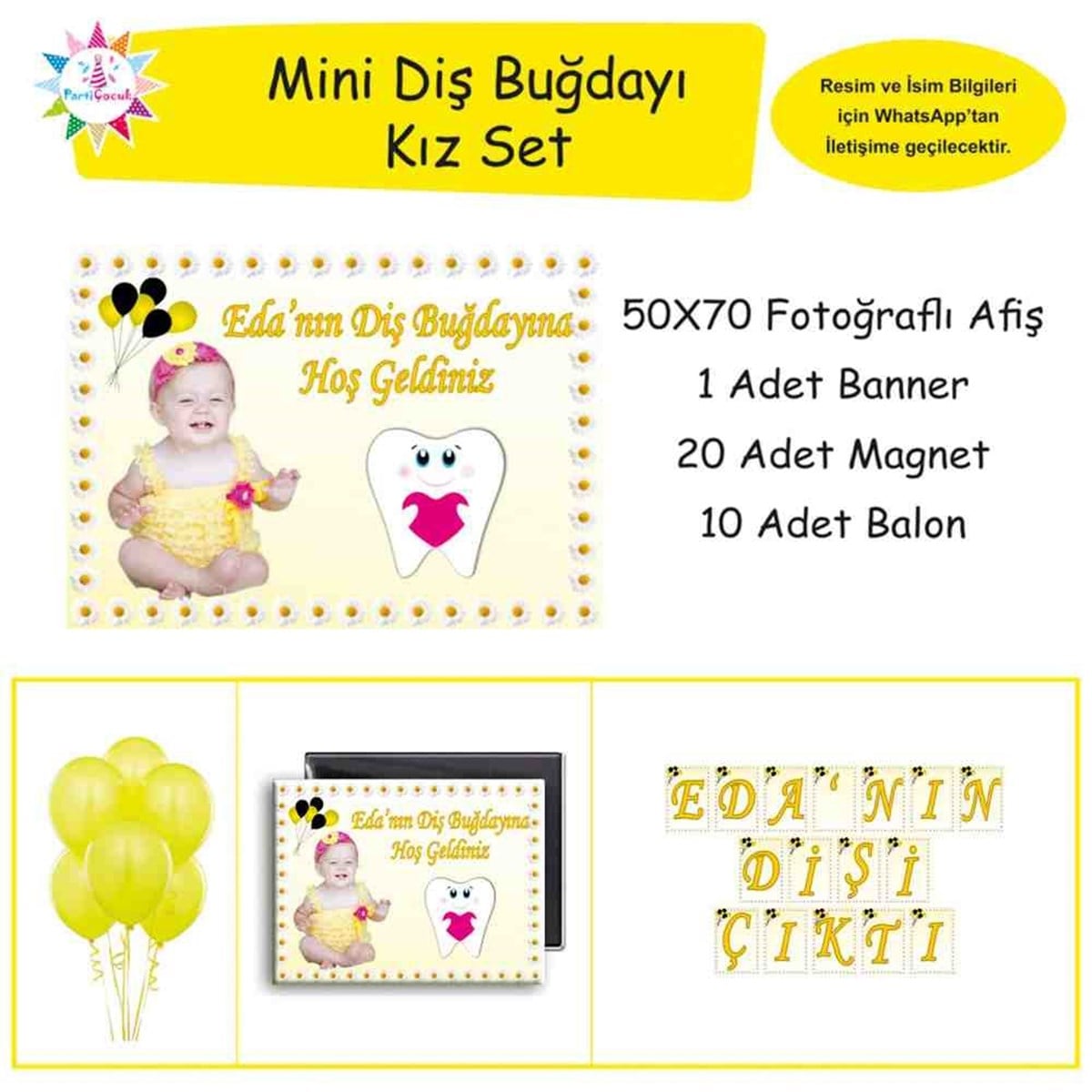 Kurdeleli Çerçeveli ve Dişli Parti Süsü Mini Set 