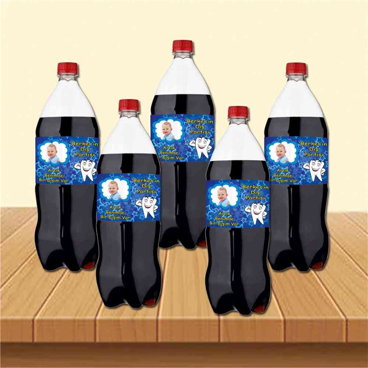 Kurdeleli Çerçeveli ve Dişli Parti Süsü Cola Şisesi Bandı 