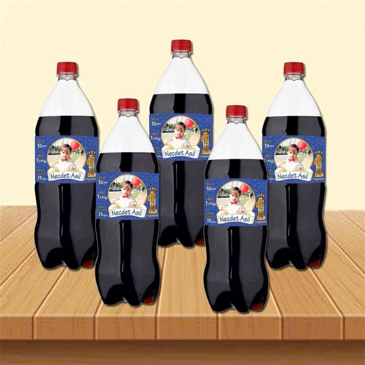 Lacivert Gold Taçlı Cola Şisesi Bandı    