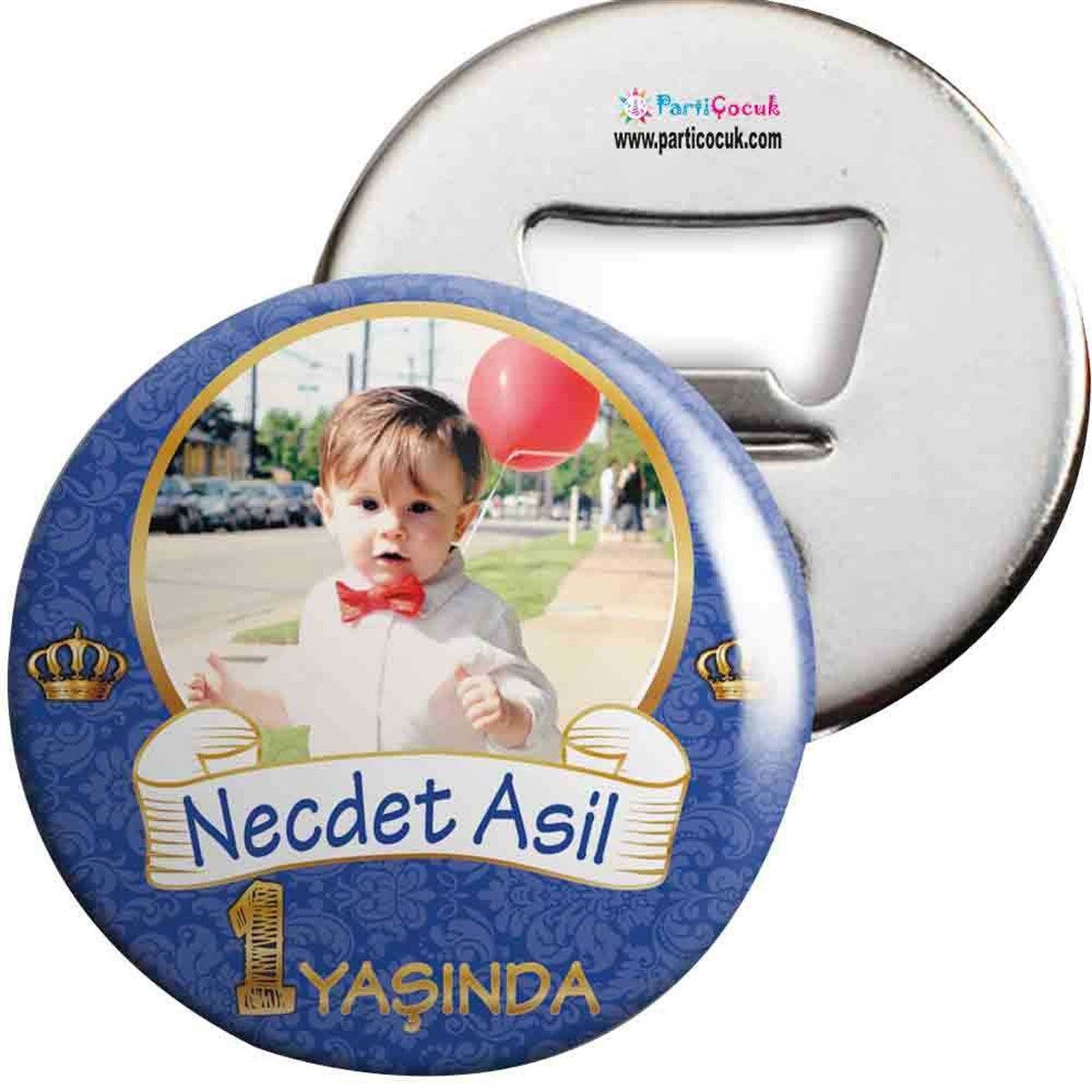 Lacivert Gold Taçlı Konsept Açacaklı Magnet Kişiye Özel 