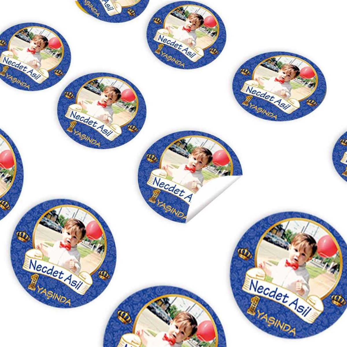 Lacivert Gold Taçlı Konsept Sticker 30 Adet 