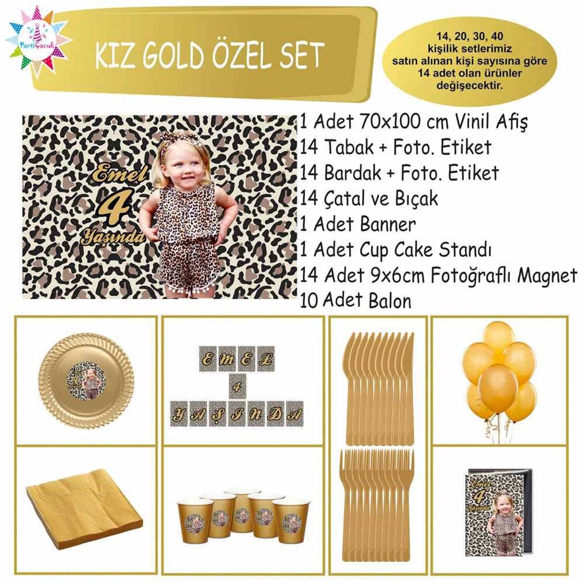 Leopar Parti Süsleri Konsept Özel Set 