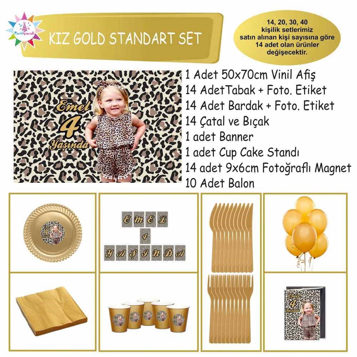 Leopar Parti Süsleri Konsept Standart Set 