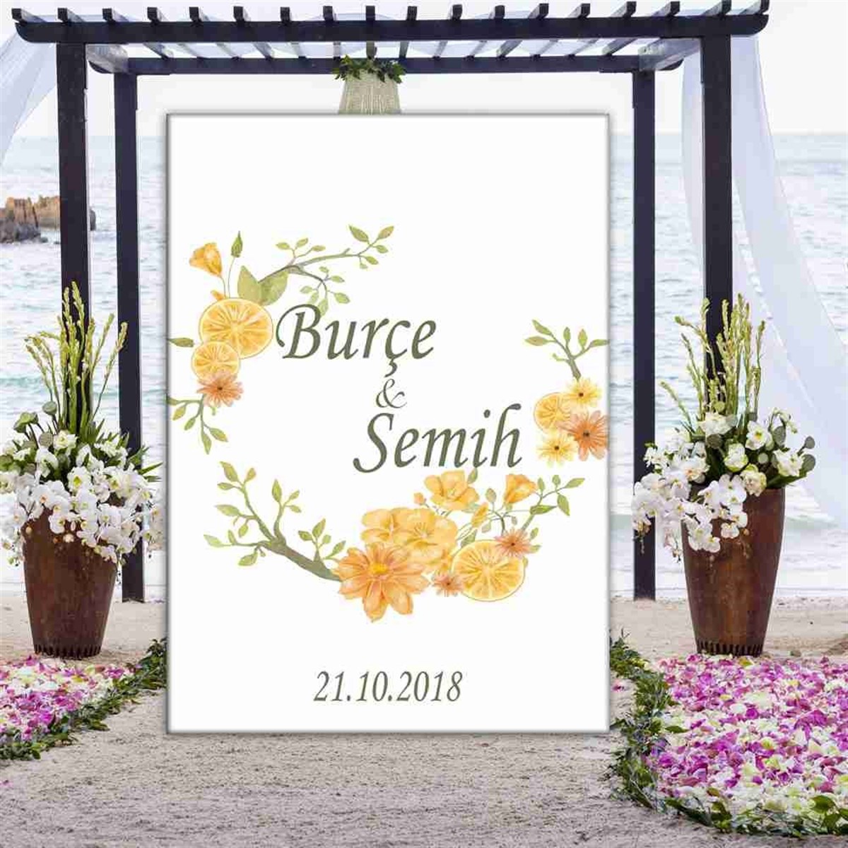 Limon Çiçeği Nişan Temalı Pano 