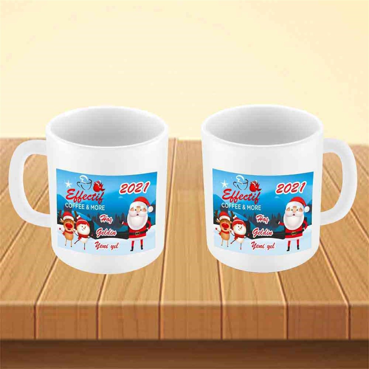 Logolu Yılbaşı Partisi Kişiye Özel Kupa Bardaklı Mug Bardak  