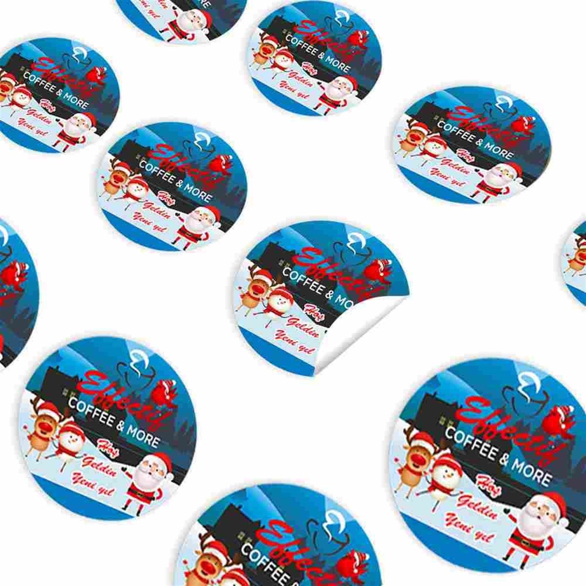 Logolu Yılbaşı Partisi Kişiye Özel Sticker  30 Adet 