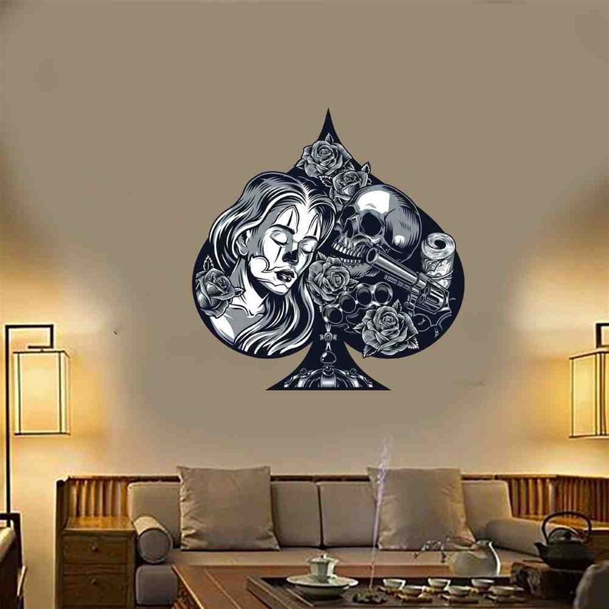 Maça Kızı Tasarım Duvar Sticker 