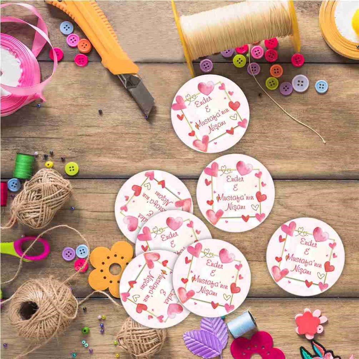 Masa Süslemesi için Karton Etiket Baskısı 30 Adet 