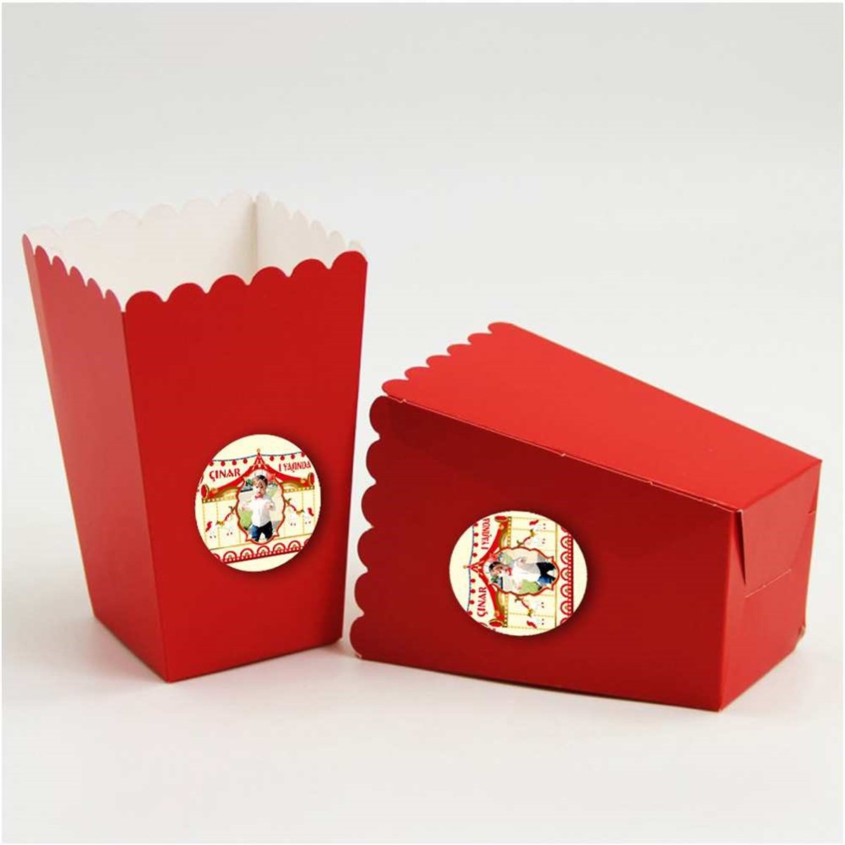 Mavi Atlı Karınca Etiketli Popcorn Kutusu 10 Adet  