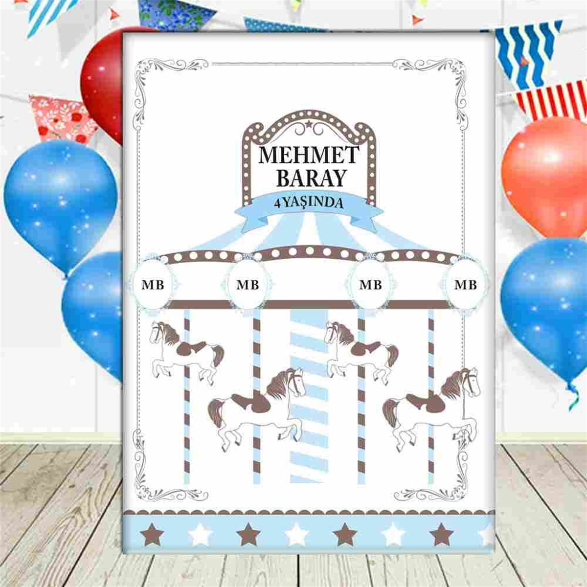 Mavi Atlı Karınca Konsept Ayaklı Pano 