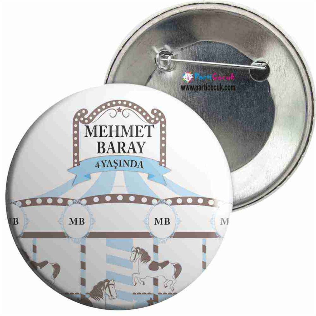 Mavi Atlı Karınca Konsept İğneli Rozet  