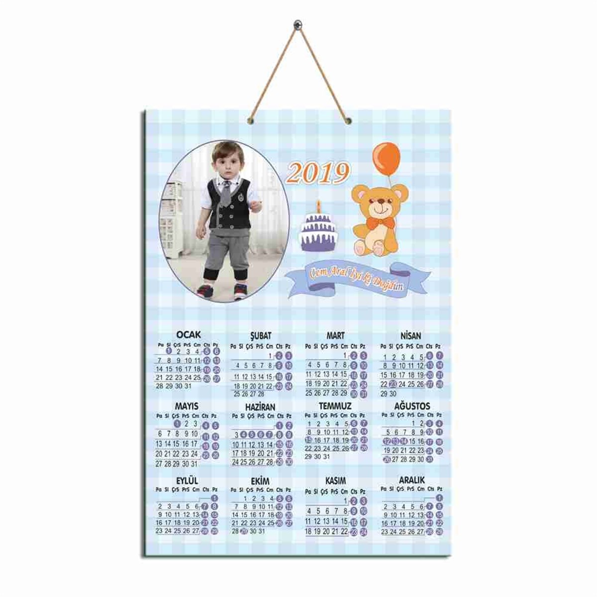 Mavi Ayıcıklı Karton Takvim  