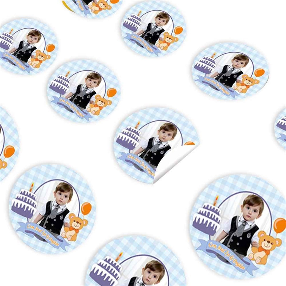 Mavi Ayıcıklı Konsept Sticker 30 Adet  