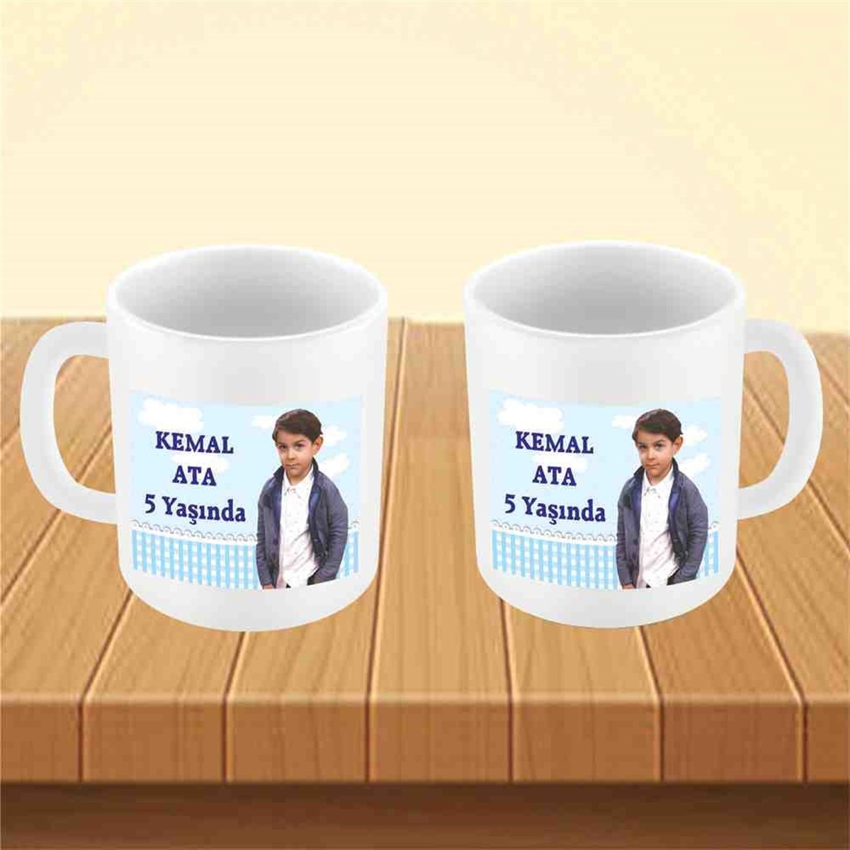 Mavi Bulutlu Sade Konsept Kupa Bardak Mug 