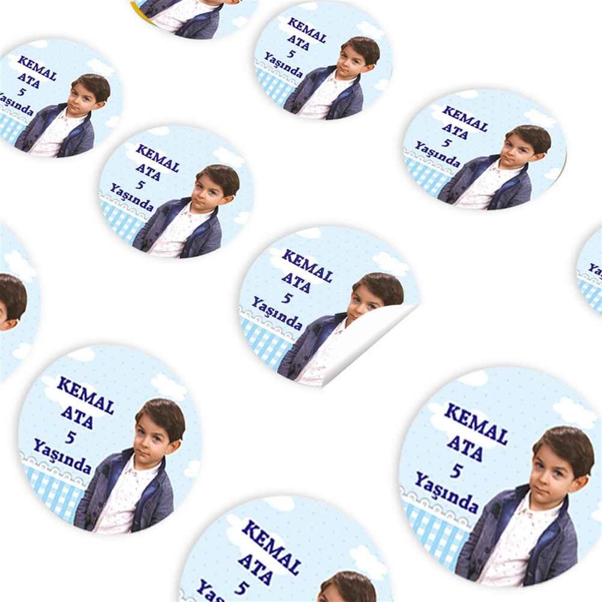 Mavi Bulutlu Sade Konsept Sticker 30 Adet 