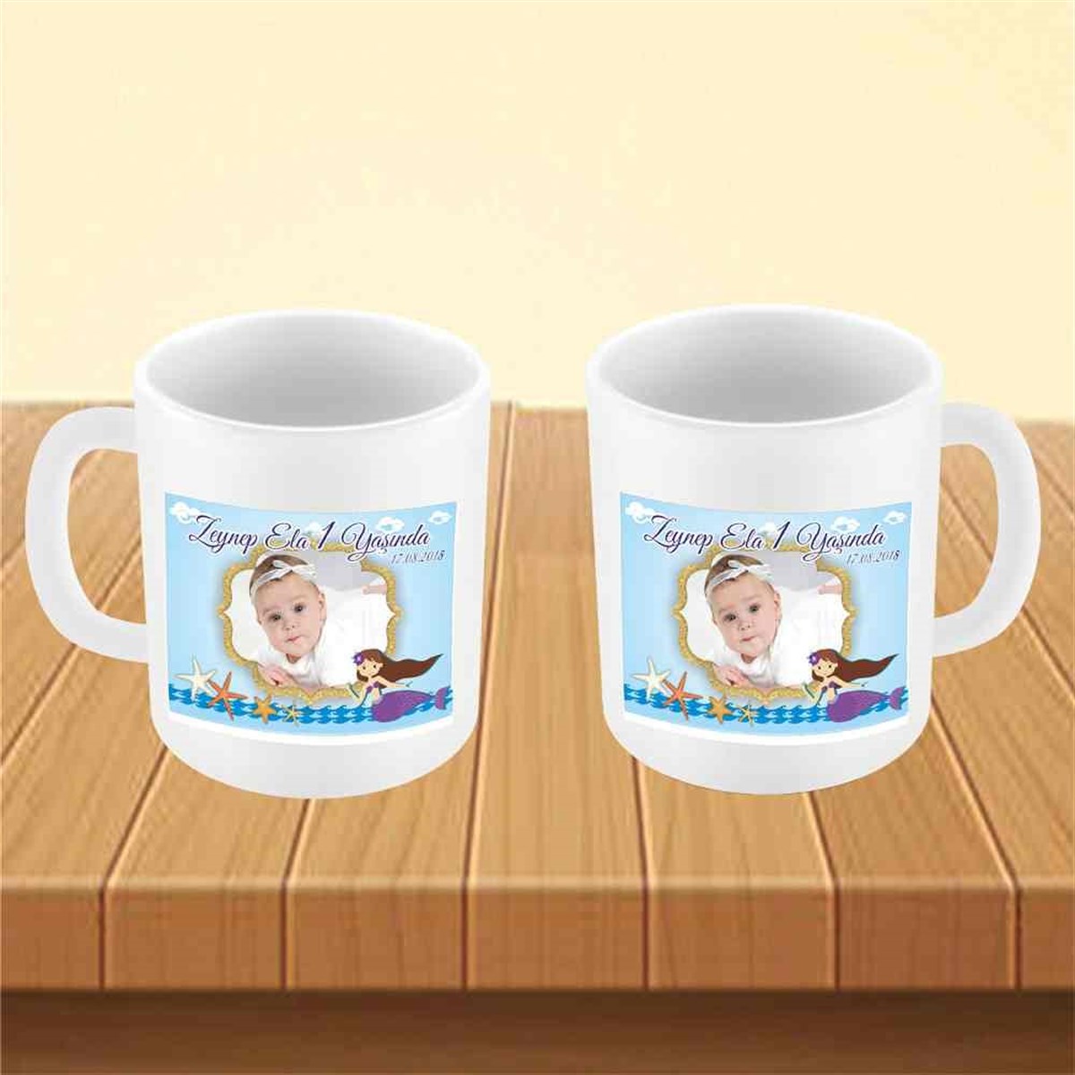 Mavi Deniz Kızı Konsept Kupa Bardak Mug  