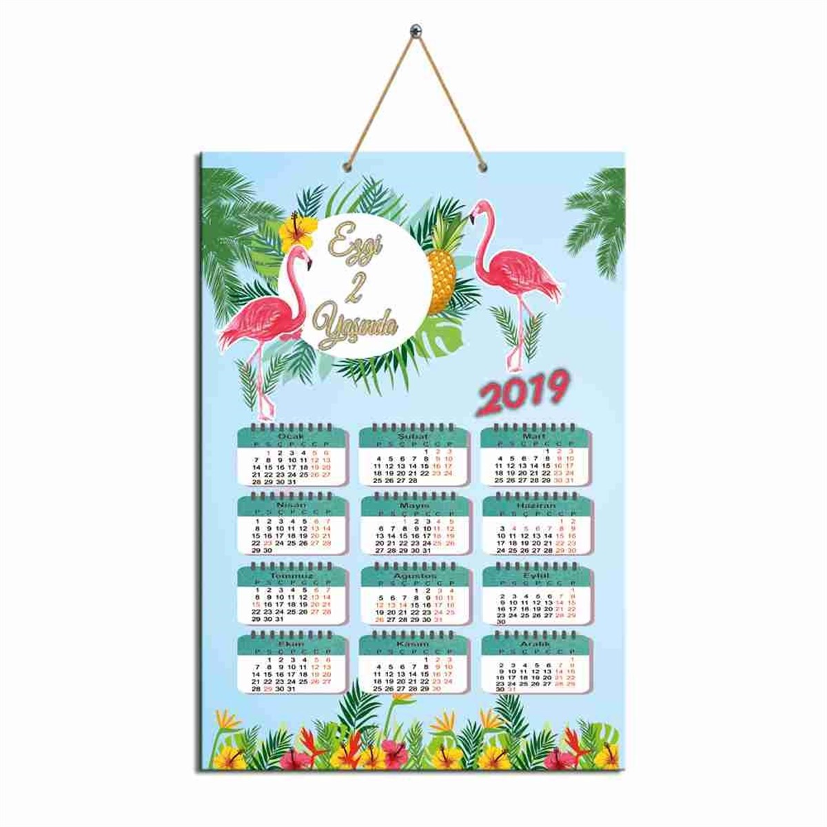 Mavi Filamingo Karton Takvim  
