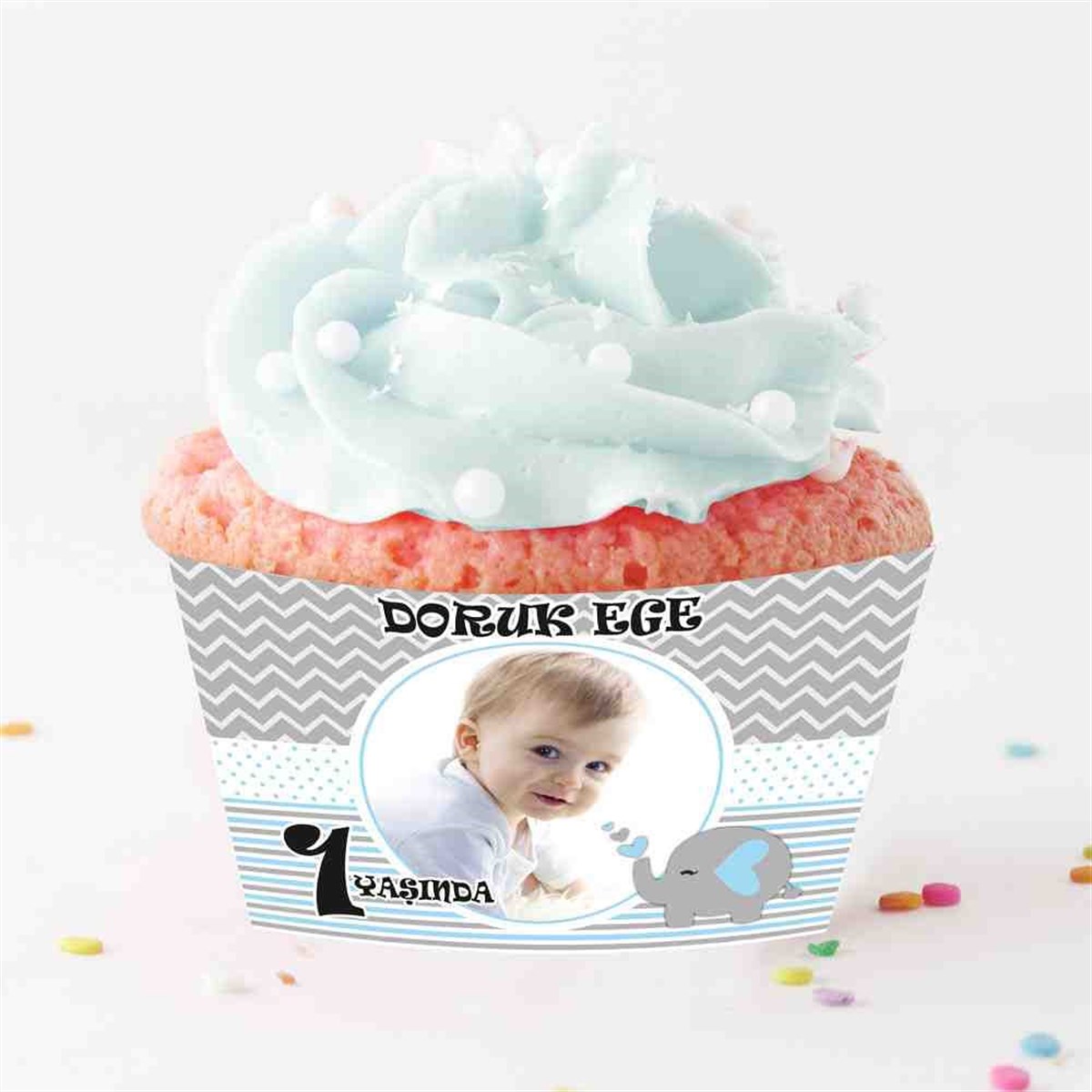 Mavi Filli Temalı Cupcake Sargısı 