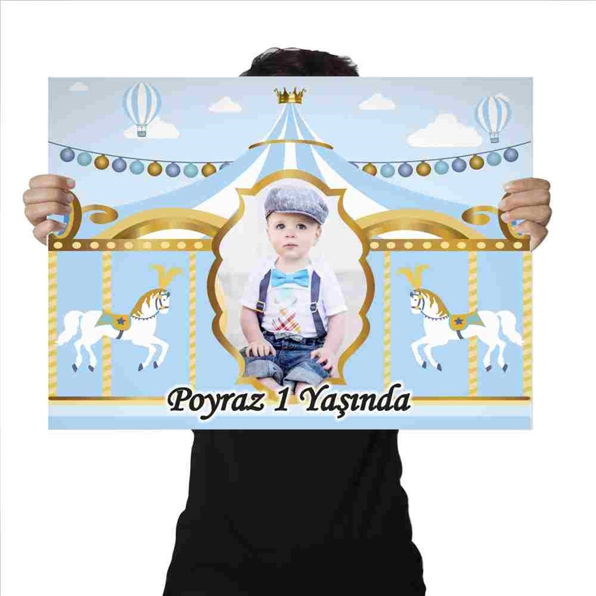 Mavi Resimli Afiş Atlı Karınca Konsept Kişiye Özel  