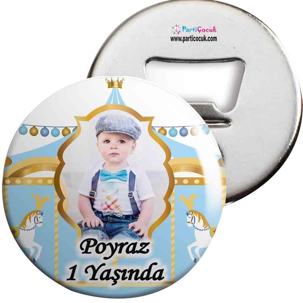 Mavi Resimli Atlı Karınca Açacaklı Magnet Kişiye Özel  