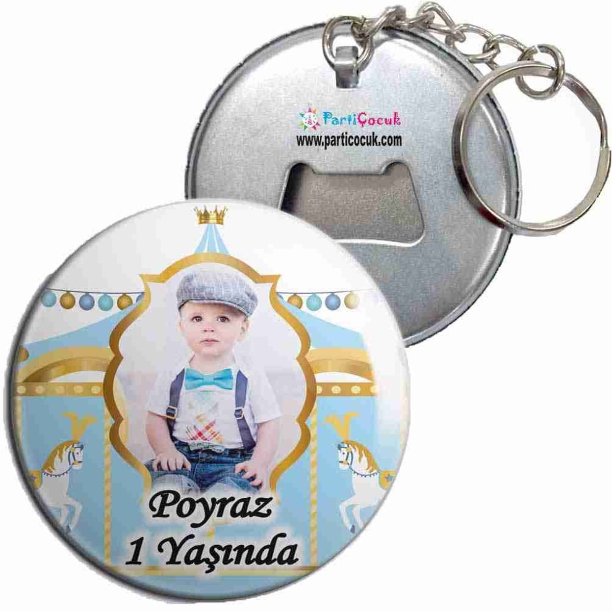 Mavi Resimli Atlı Karınca Anahtarlı Açacaklı  Kişiye Özel  