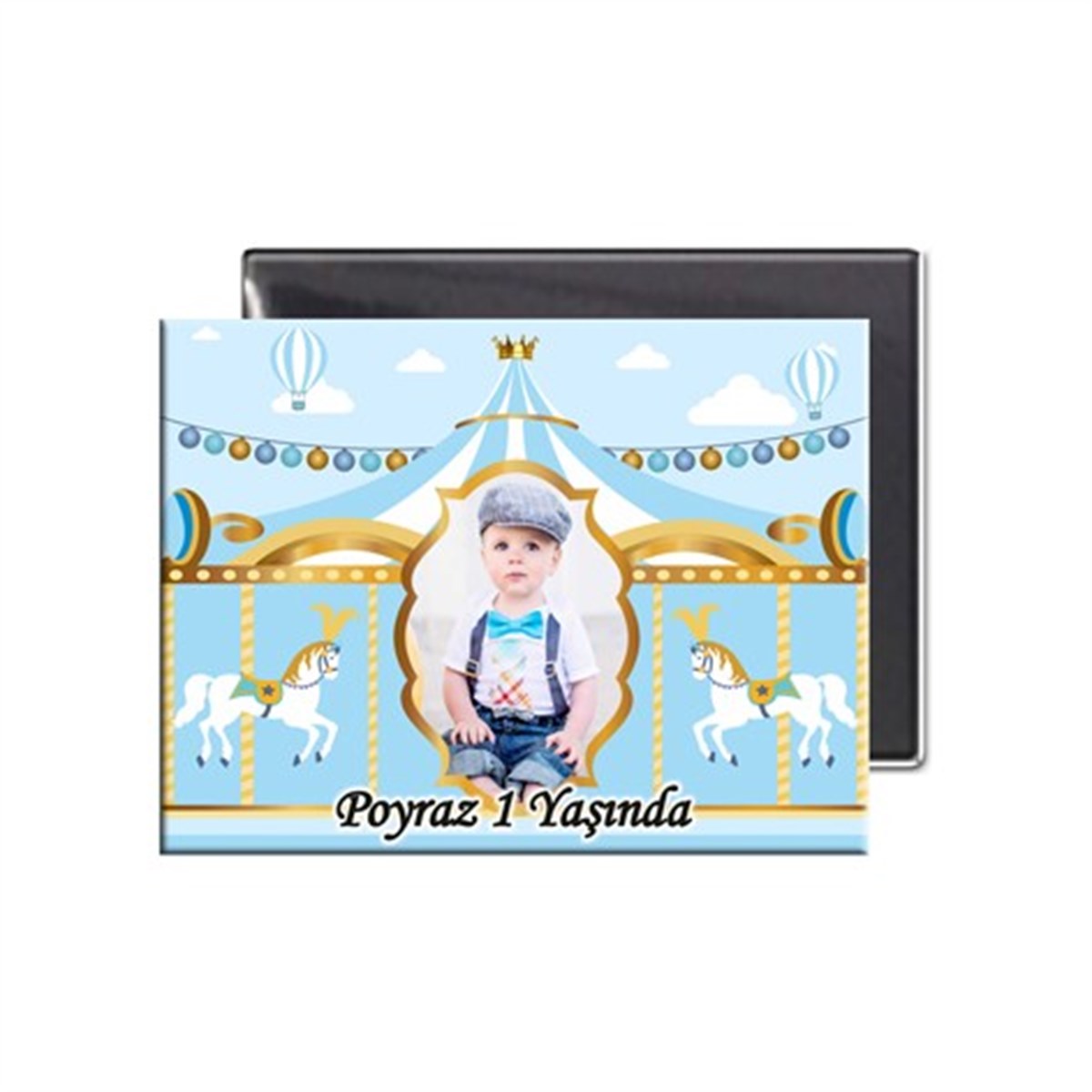 Mavi Resimli Atlı Karınca Buzdolabı Magneti  