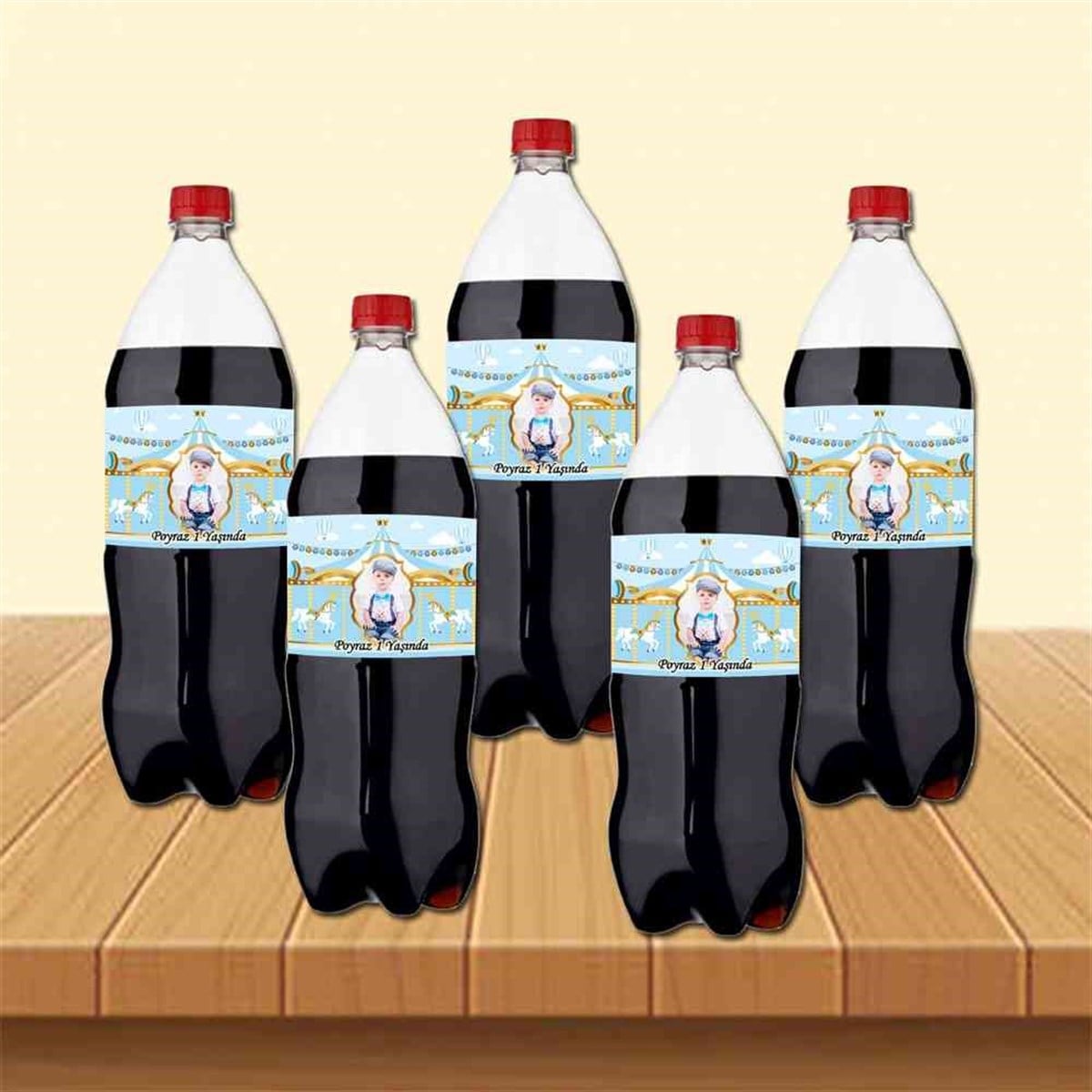 Mavi Resimli  Atlı Karınca Cola Şisesi Bandı     