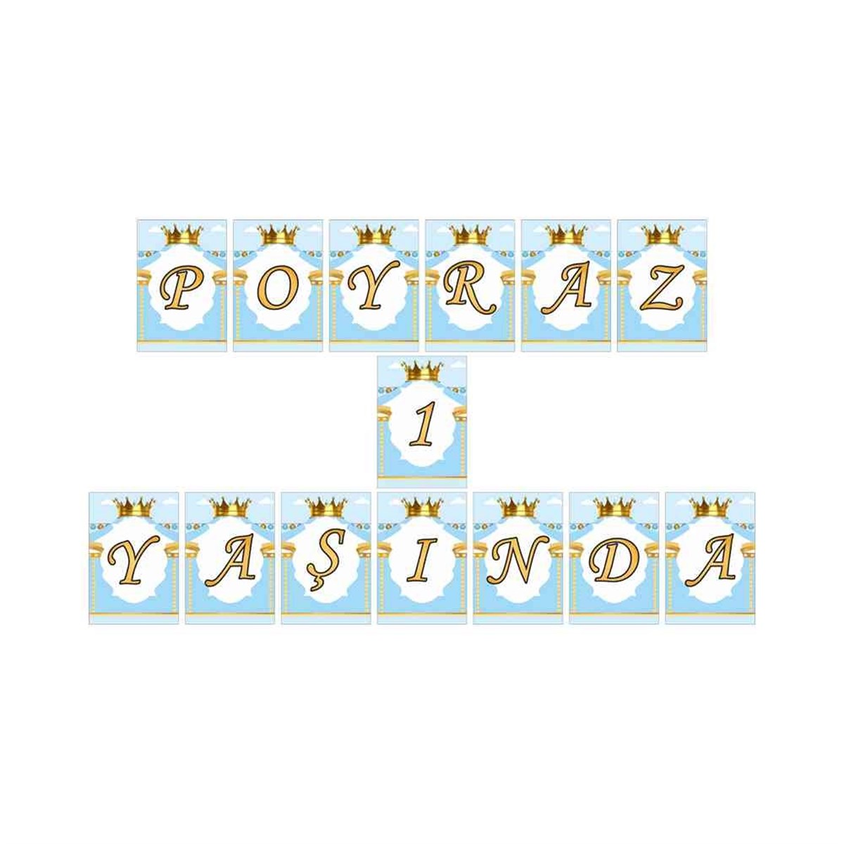 Mavi Resimli  Atlı Karınca Konsept Harf Banner 