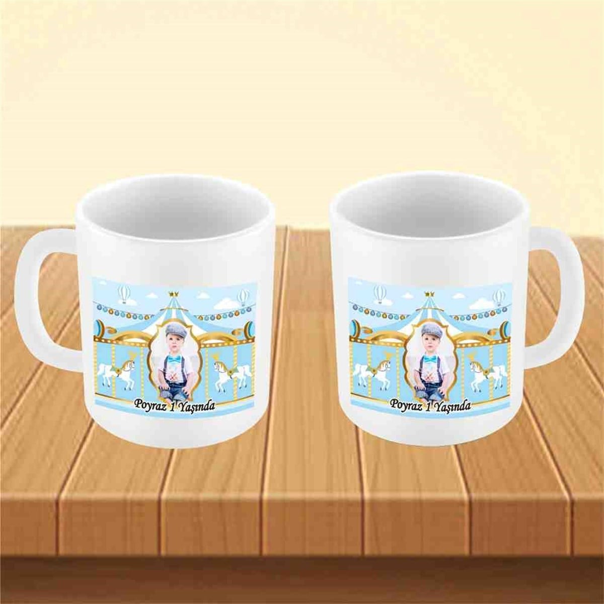 Mavi Resimli  Atlı Karınca Konsept Kupa Bardak Mug  