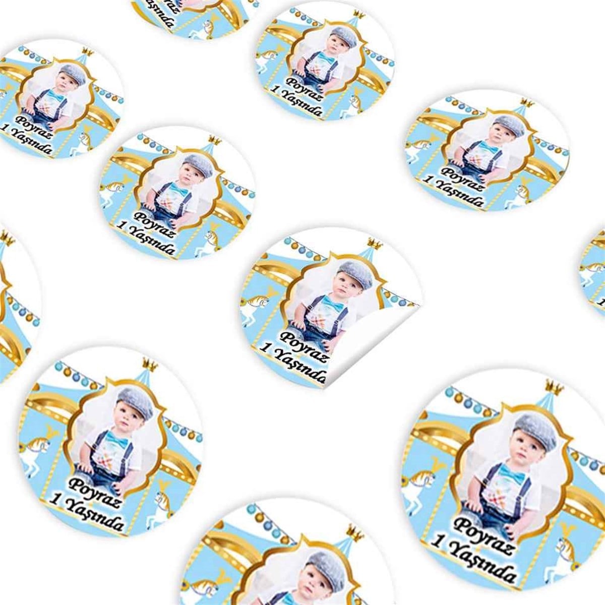 Mavi Resimli  Atlı Karınca Konsept Sticker 30 Adet  