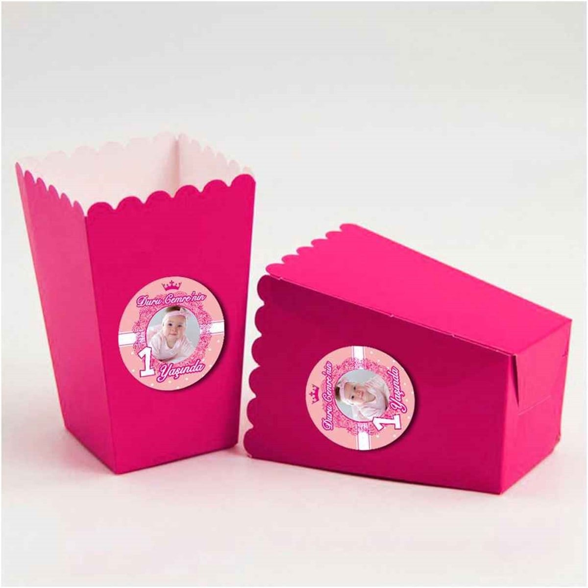 Mavi Taç Konsept Etiketli Popcorn Kutusu 10 Adet 